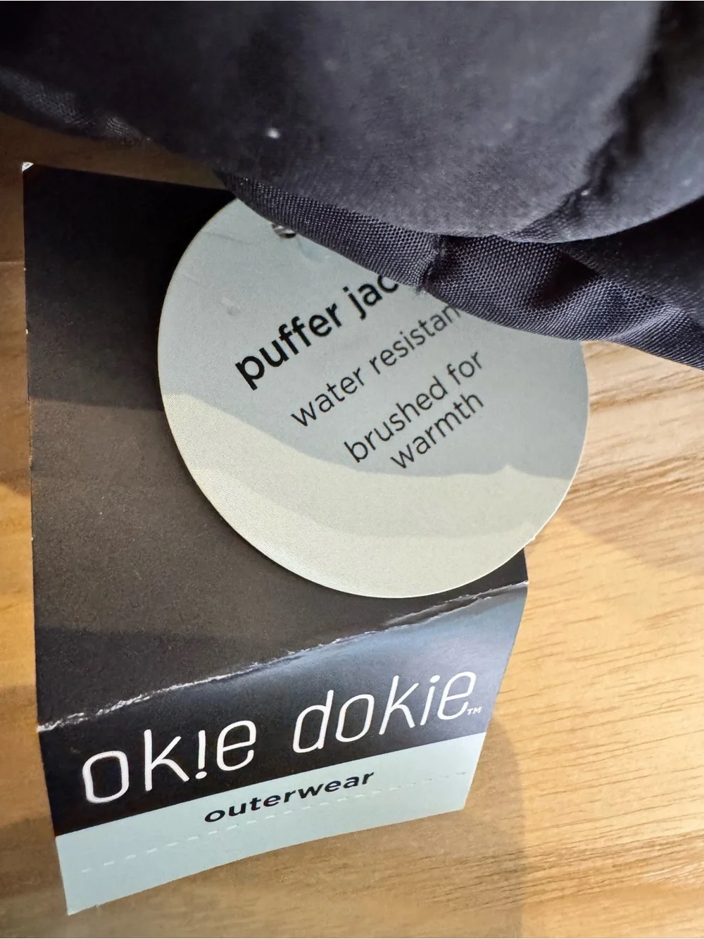 okie dokie Black Quilted Puffer Coat with Leopard Trim